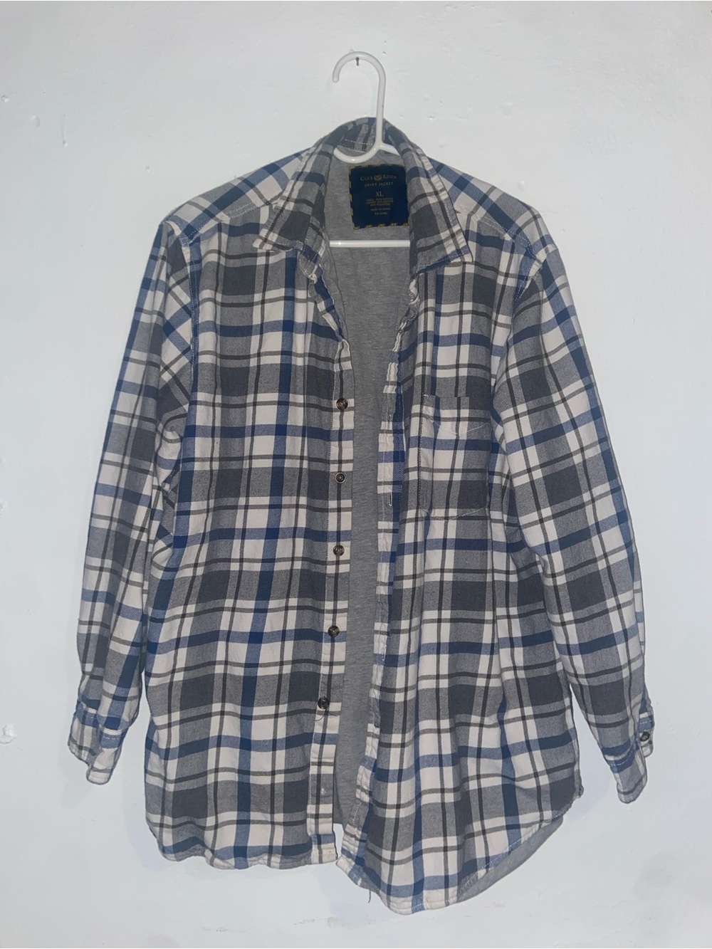 Club Room Blue and Gray Plaid Shirt Jacket